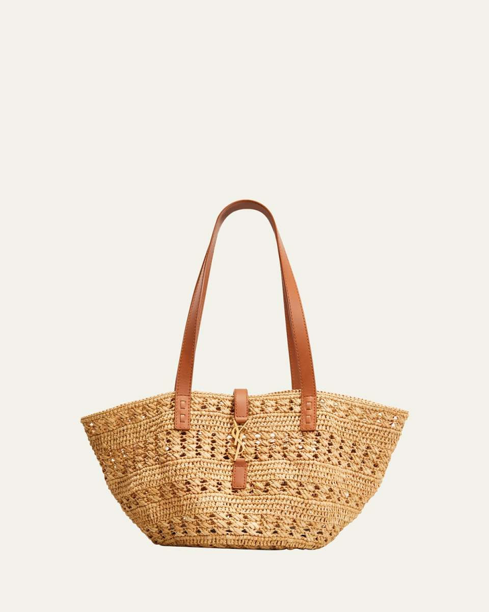 YSL Small Basket Raffia Tote Bag